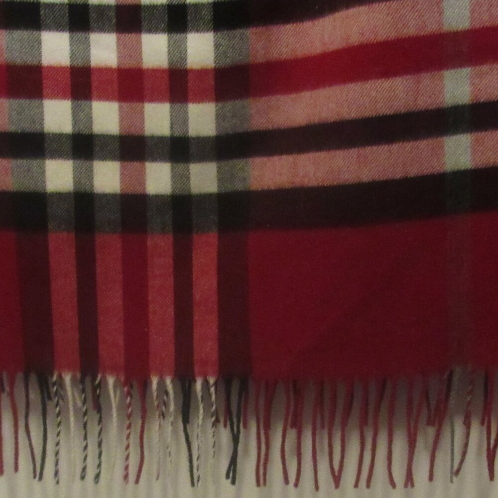 V. Fraas Cashmink Vintage Red Black Plaid Extra Large Scarf Made in Germany M112